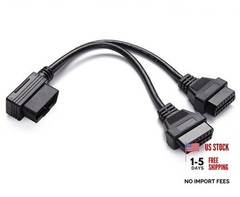 Right Angle OBD2 Splitter Y Cable, -B20 OBDII 1 Male Splitter to 2 B20 (1PACK)