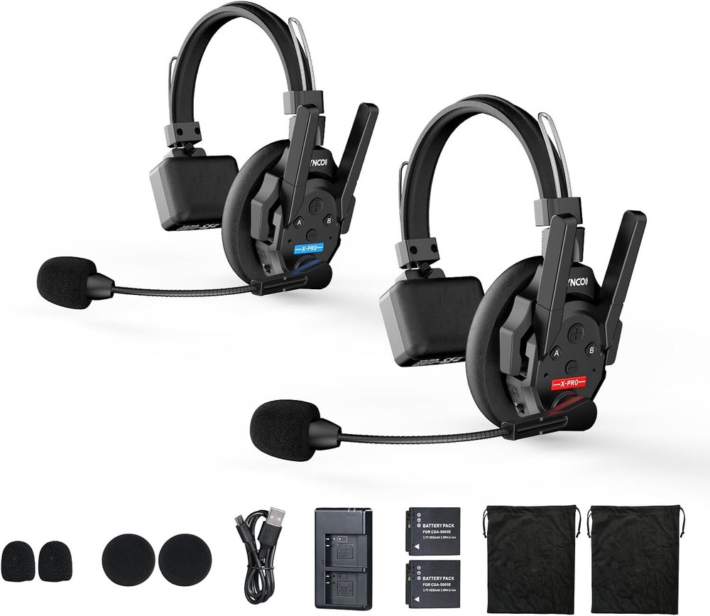 SYNCO XTALK XPRO2 Wireless Intercom Headset 2.4GHz Communication System Headsets