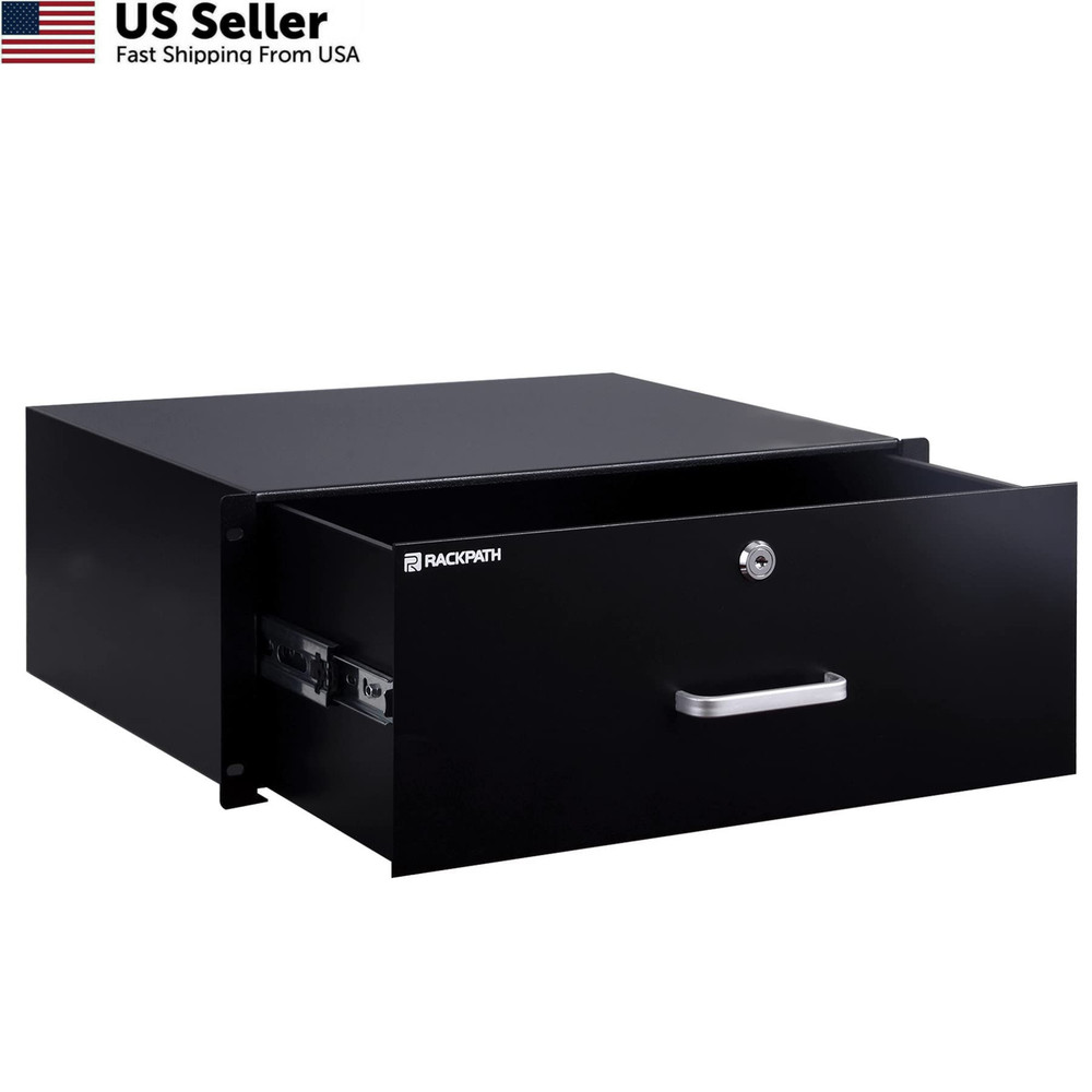 RackPath 4U Rack Mount Drawer for 19 Inch AV/Network/DJ Equipment 4U, Black