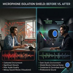 Professional Microphone Isolation Shield with Pop Filter,Reflection Filter fo…