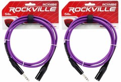 2 Rockville RCXMB6-P Purple 6′ Male REAN XLR to 1/4“ TRS Balanced Cables