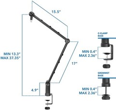THRONMAX Adjustable Microphone Boom Arm Stand 360-degree Rotating Mic USA 🇺🇸