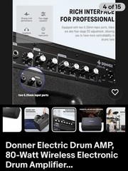 Donner Electric Drum AMP, 80-Watt Wireless Electronic Drum Amplifier…