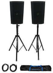 (2) Mackie Thump212XT 12″ Powered DJ PA Speakers+Stands+Cables+Bag Thump 212XT