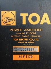 TOA P-150M Power amplifier 220w @ 4 ohm, work great $125.