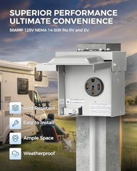 50 Amp RV Power Outlet Box – 125V/250V NEMA 14-50R RV Outlet – 50 Amp 14-50R