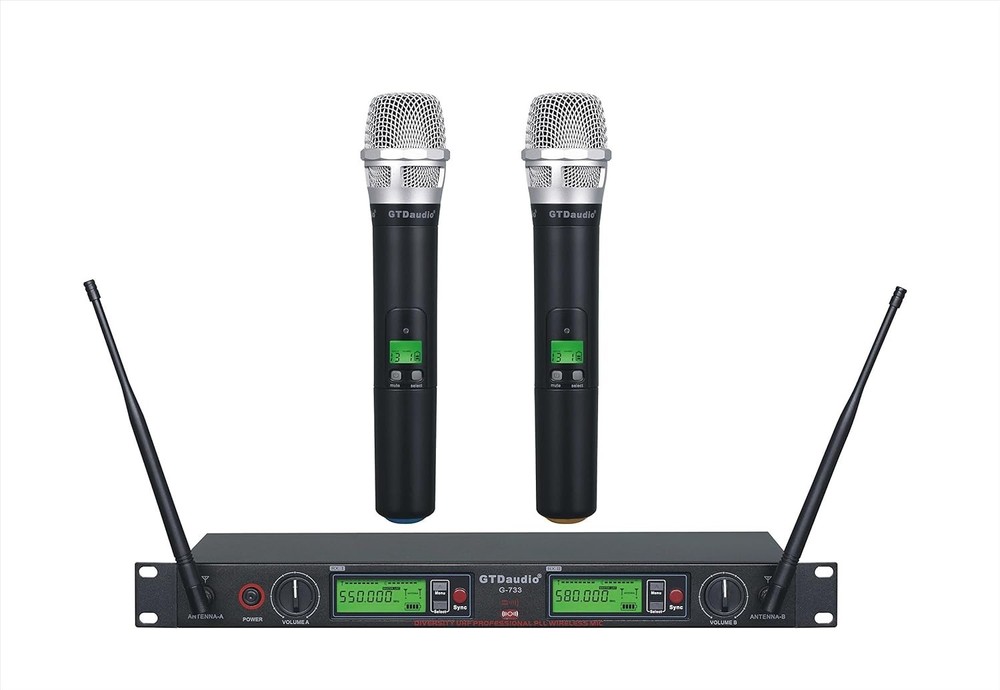 GTDaudio 2×800 Channel UHF True Diversity Wireless Handheld Mic 400 ft