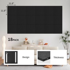18 Pack Acoustic Panels 12×12, Fire-Resistant Sound Absorbing Wall Panels