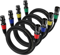 3Ft XLR Cables 4-Pack – Male to Female Microphone Cable with Balanced Shielded S
