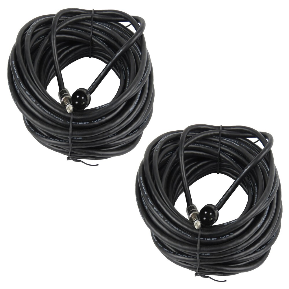 2Pcs 50FT Male XLR 3-Pin Mic Cable To 6.35mm 1/4″ Stereo Male PA Speaker Cables