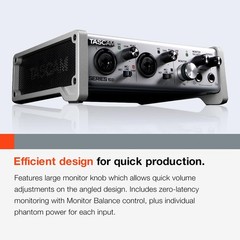 Tascam SERIES 102i 10 IN/2 OUT USB Audio Interface with MIDI, DAW Silver