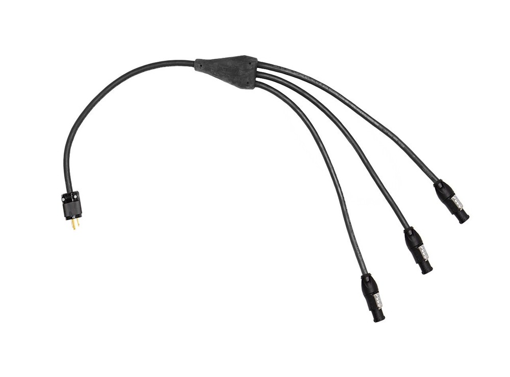 3 ft Power Y Cable 12 AWG 1 Edison Male to 3- True1 Female Connectors