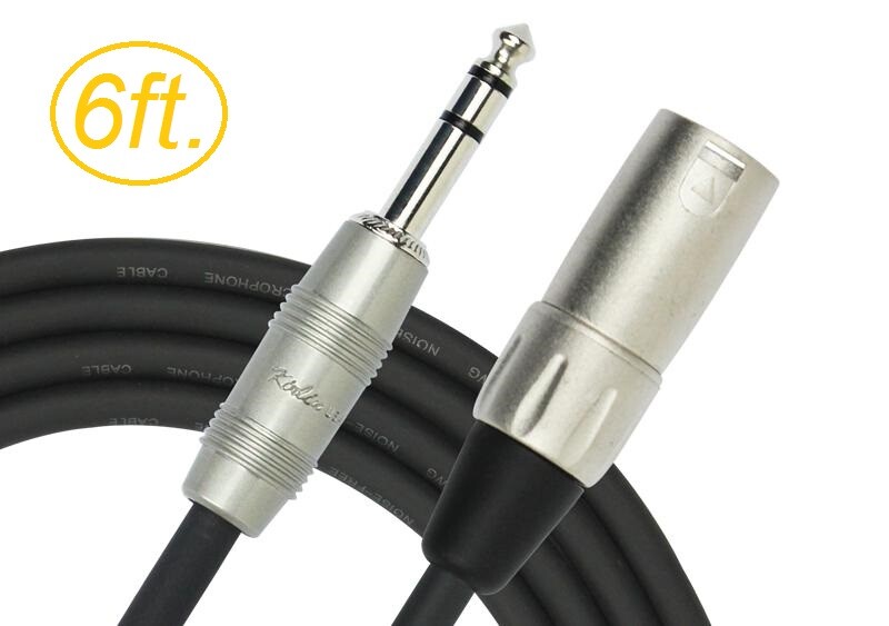 6ft. Kirlin XLR 3-Pin Male to 1/4″ TRS Male Patch Cable, OFC Conductors