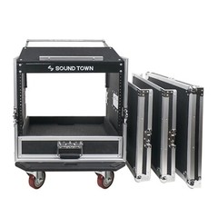 Sound Town 10U Rack Case w/ 2U Drawer, 11U Slant Mixer Top, DJ Table MR-DR10U