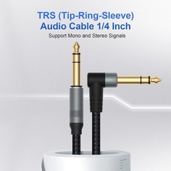 2 Pack 10FT 1/4 Inch TRS Audio Cable Stereo Balanced Right Angle Studio Cable
