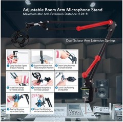 Pyle Suspension Microphone Boom Stand, Simple Extends 2.62' Feet, Black