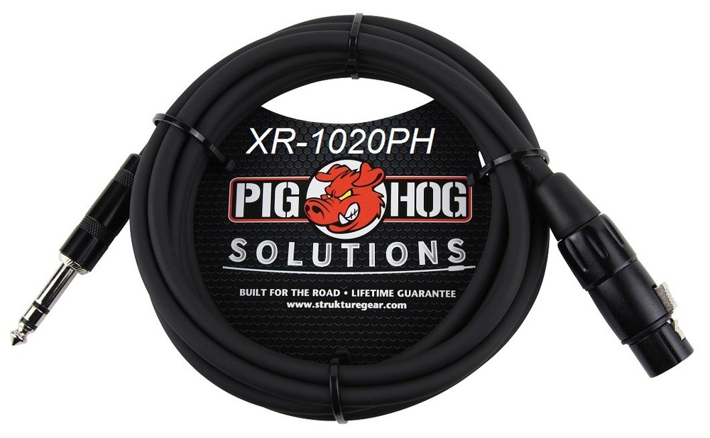 20ft 1/4″ TRS Male to XLR 3-Pin Female Shielded Balanced PigHog Audio Cable