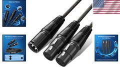1.5ft Weatherproof XLR Y-Splitter Cable – Dual Female to 1 Male for Flexible Use