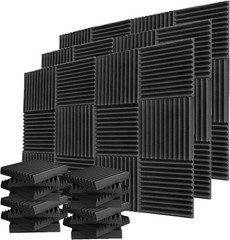 Lot 12″X12″X1″ Acoustic Foam Panels Black Wedge Studio Soundproofing Wall Tiles