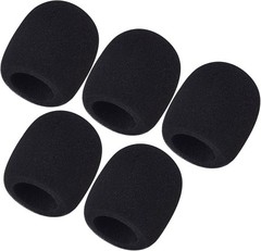 Black Foam Mic Windscreens – 5 Pack for Karaoke & Interviews, 2.9 x 2.5 Inches