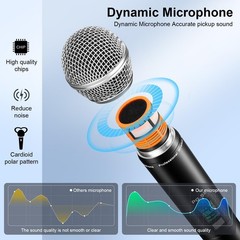 Wireless UHF Microphone System,W/2 Handhelds,Auto Scan,2×50 UHF Frequencies,2…