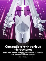 Boom Arm Micophone, Mic Arm Desk Mount Foldable with 3/8“ to 5/8“ Screw