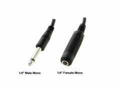 25Ft Mono 1/4″ 6.35mm Male to Female Extension Mic Guitar PA DJ Instrument Cable