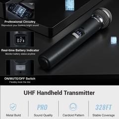 Phenyx Pro Wireless Microphone System, Dual Wireless Mics,w/ 2 Handhelds, Aut…