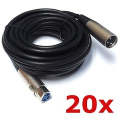 20 Pack Lot XLR Shielded Balanced Microphone Mic Audio Cable Male to Female 25ft