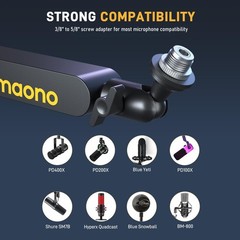 MAONO Microphone Boom Arm, Low Profile Mic (BA92 Black), Black
