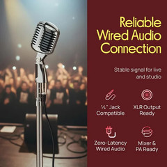 Pyle PDMICR70SL Wired Retro Style Detachable Unidirectional Microphone