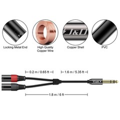TRS 6.35mm to Dual XLR Y Splitter Cable PVC Shelled 2 XLR Male 35mm to XLR Y