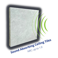 Sound Absorbing Acoustical Grid Ceiling Tiles, White/Grey 23.75″ x 23.75″ x 1″