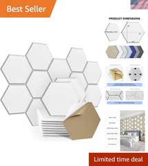 Polyester Acoustic Panels – 12 Pack, Noise Reduction Wall Tiles in White