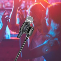 Black Microphone Stand Adjustable Microphone Holder w/ Desk Clamp for recording