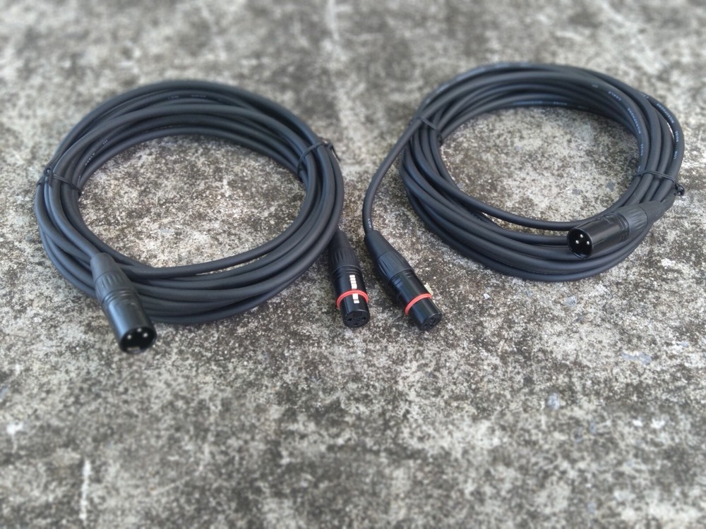 Black 20 Ft XLR Low-Z Microphone Cable Balanced Mic Cord Pair 2-Pack
