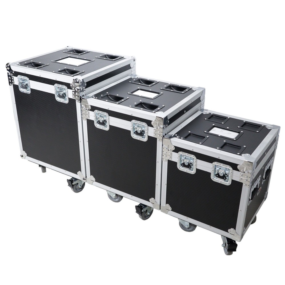 3 ATA Utility Trunk Road Case with Wheels 1 Large, 1 Mid & 1 Small Case