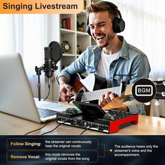 Podcast Microphone Bundle with Live Sound Card Audio Mixer, Podcast Equipment…