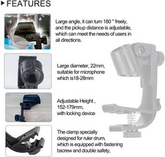 Adjustable Drum Rim Mic Clips – Microphone Mount Clamp (Pack of 2)