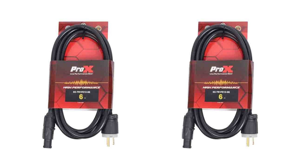 2 Power True1 Female to Male Edison NEMA 5-15P 6 ft Extension Cables 12 AWG IP65