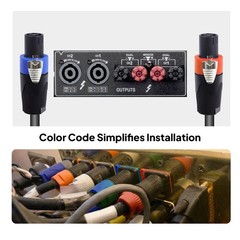 Colored Speakon Cables 12 Feet 4 Conductor 4 Wire Pro PA DJ Speaker Audio Cable
