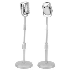 Retro Microphone Prop Lightweight Fake Vintage Mic For Shooting/Party (Silver)