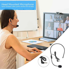 Set of 2 Headset Microphone, Flexible Wired Boom for Voice Amplifier,Teachers