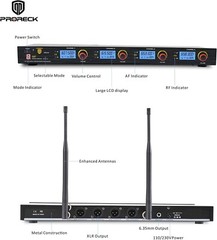proreck MX44 Microphone System 4-Channel UHF Wireless with 4 Hand-held Mics Set