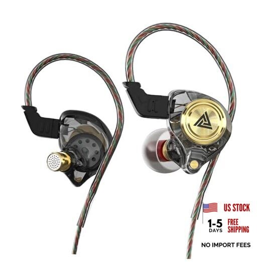 Wired Gaming Earbuds, Ak3file in Ear Monitors, Deep Bass Sound Wired Black
