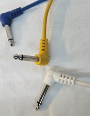 Lot 4 Red, White, Blue, Yellow Angled 1/4″ Audio 1 foot Cables Pro Audio Cables