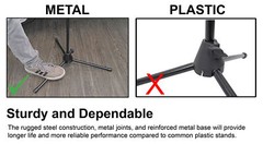 Rockville RVMIC3 V2 Tripod Mic Stand With Metal Quick Release Hand Clutch & Boom