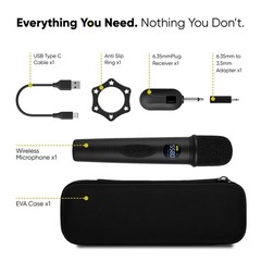 Wireless Microphone System – Karaoke Microphone Wireless with Receiver, Echo …