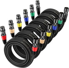 Pro 35ft XLR Cables 6 Pack – Noise-Cancelling & Self-Locking Mic Cables