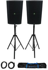 (2) Mackie Thump215XT 15″ Powered DJ PA Speakers+Stands+Cables+Bag Thump 212XT